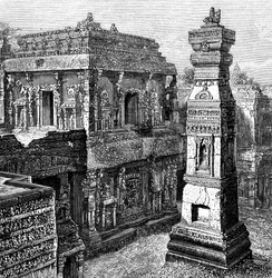 Kailashin palatsi, Ellora, Intia, 1895
