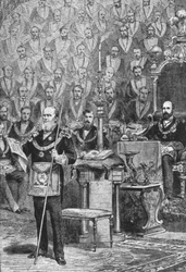 Walesin prinssin ensimmäinen virkaanastujaisjuhla vapaamuurarien suurmestarina, huhtikuu 28, 1875, 1901
