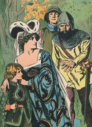 Ryöstäjät löytävät kuningatar Margaretin ja prinssin, vuodelta 1907