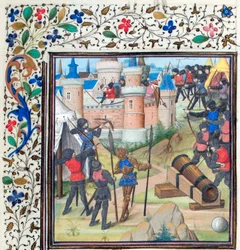 Antiokian piiritys. Vilhelmin Tyroksen miniatyyri Historiasta, 1460-luku