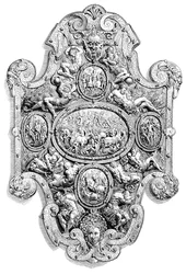 Kaarle V:n valtionkilpi 1500-luvulta 1882