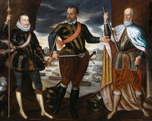 Lepanton voittajat: Itävallan Johannes, Marcantonio Colonna, Sebastiano Venier, n. 1575.