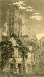 Vesitorni, Canterburyn katedraali, Canterbury, Kent, 1885.