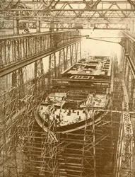 White Star Liner Doric rakenteilla, vuodelta 1930.