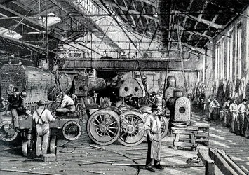 Baldwin Locomotive Worksin pystytysliike.