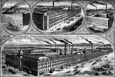 Singer Manufacturing Companyn tehtaat, c1880