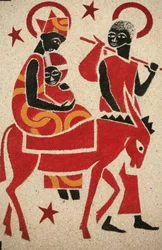 Lento Egyptiin Keur Moussa -luostarikirkon freskon suunnitteli ja maalasi vuonna 1963 Dom Georges Saget Keur Moussa Senegal