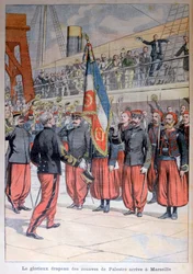 Palestron zouavejen loistava lippu saapuu Marseilleen, 1903