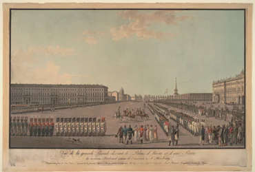 Paraati Talvipalatsin edessä Pietarissa, 1799