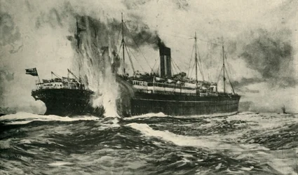 SS-arabian uppoaminen, ensimmäinen maailmansota, 19. elokuuta 1915, c1920.