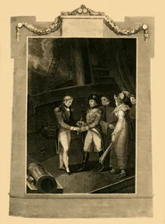 Buonaparten antautuminen Bellerophon-aluksella, 15. heinäkuuta 1815, 1816.