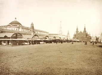 Kaupparivit Punaisella torilla, Moskovassa, Venäjällä, 1888