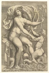 Thetis istuu Tritonin kanssa, 1500-luku.