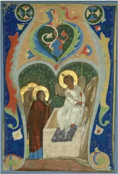 Kolme mariaa ja tulinen enkeli haudalla. Alkuperäinen, noin 1310