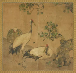 Kolme nosturia puun alla, Edo-kausi, 1615-1868.