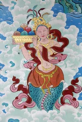 Tiibetin jumalatar. Kopanin luostari, Kathmandu, Nepal