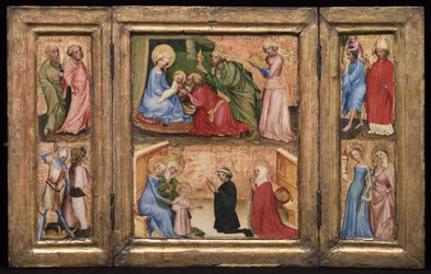 Triptyykki tietäjien palvonnan kanssa n. 1424.