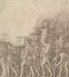 Caesarin voitto: Sotilaat palkintoja kantamassa, n. 1490.