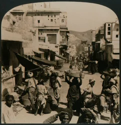 Todella itämainen - katu muinaisessa Ajmeren kaupungissa Intiassa, 1907