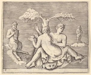 Two Lovers with Pan, julkaistu n. 1599-1622.