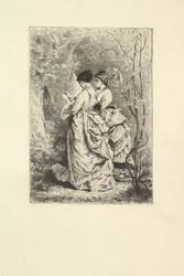 Kaksi nuorta naista puutarhassa, 1873-74.