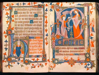 Kaksi sivua kirjasta A Book of Hours, c1350
