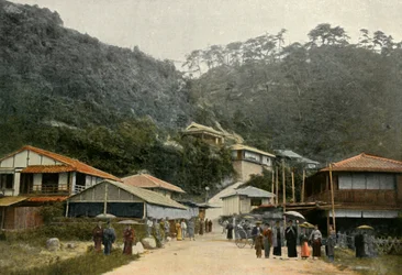 Rue A Nunobiki, P-vähemmän Kobe, A alempi d-jäsen Nunobiki, Kobe lähellä, 1900.