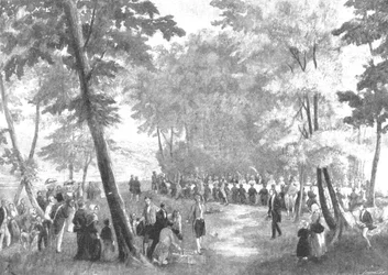 Victorian vierailu Louis Philippen luona vuonna 1843: Fete Champetre...EU:n metsässä, 1901.