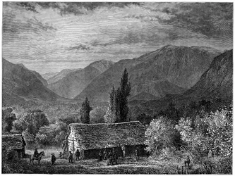 Näkymä Cordilleran laaksossa Chilessä, 1877