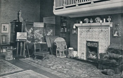 Näkymä Sir E. A. Waterlowin studiossa, R.A., 1800-luvun loppu - 1900-luvun alku.