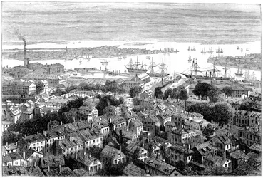 Näkymä Bostoniin Bunkers Hillistä, Massachusettsista, 1770-luku 1880