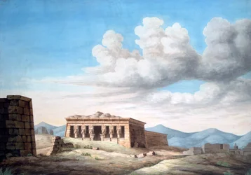 Näkymä egyptiläisestä temppelistä, Dendera, 1800-luku