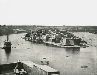 Näkymä satamaan, Valletta, Malta, 1895.