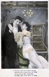 Vintage ranskalainen postikortti, c1900
