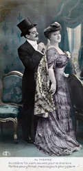 Vintage ranskalainen postikortti, c1900