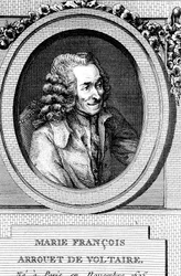 Voltaire, 1700-luvun ranskalainen kirjailija, näytelmäkirjailija, satiiri ja kirjainmies