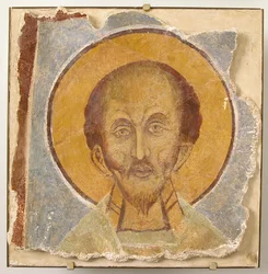Male Saint -seinämaalaus 1100-luvulta, moderni restaurointi.