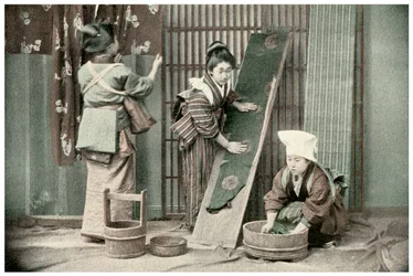 Kimonojen pesu, Japani, 1904