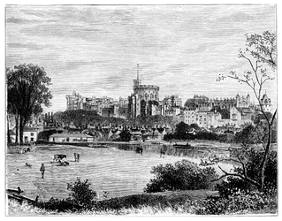 Windsorin linna Brocas Meadowsista, vuodelta 1888