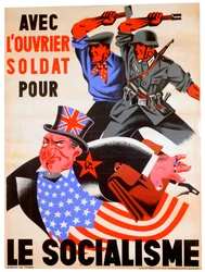 Työläisen ja sotilaan kanssa sosialismin puolesta, belgialainen natsimielinen propagandajuliste, noin 1941-1944