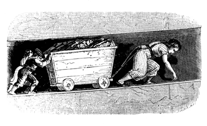 Naiset ja lapset hiiliputtaajat, Keski- ja Itä-Lothian, Skotlanti, c1848