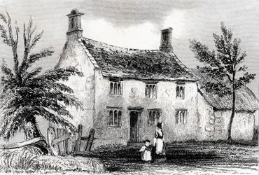 Woolsthorpe Manor, lähellä Granthamia, Lincolnshire, Sir Isaac Newtonin syntymäpaikka, 1840