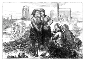 Työtytöt Wigan Collieriesissa 1800-luvun lopulla