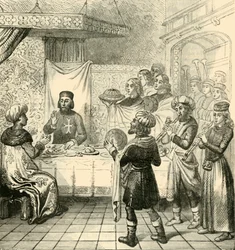 Zizim ruokailemassa Rodoksen suurmestarin kanssa, 1890.