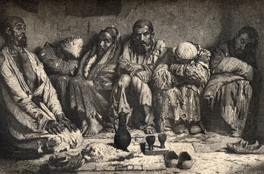 Oopiumluola Keski-Aasiassa, kuvitus teoksesta "Maailma käsissä", kaiverrettu Charles Laplante (k.1903), julkaistu 1878