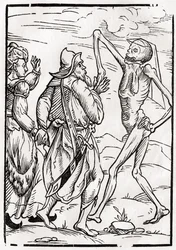 Kuolema tulee epäuskoiselle miehelle, "Der Todten Tanz", julkaistu Basel, 1843