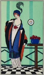Turkistakki, jossa musliinitunika Robert Pichenotin Costumes Parisiensista, 1913