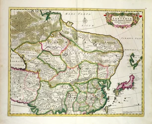 Mongolian kartta, jossa näkyy osia Venäjästä, Japanista ja Kiinasta, noin 1680, Frederick de Wit