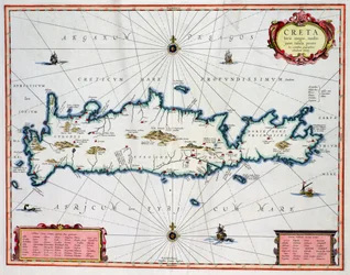 Kreetan saarta esittävä kartta, noin 1570, Abraham Ortelius (1527-98)