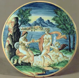 Kilpi Pariisista ja Venuksesta, Giovanni-Battista da Faenza (1540-1614), 1563